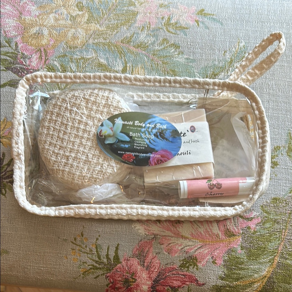 Cream and Pink Hand Soap Set with Bath & Body Essentials